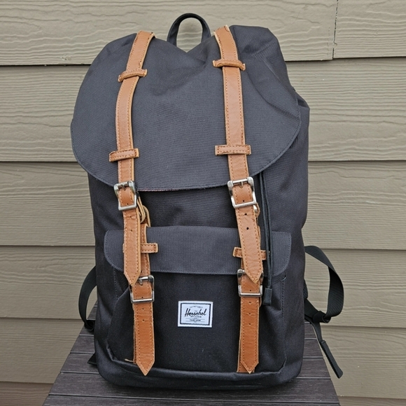 Herschel Little America Backpack Mid-Volume 21L Black Striped Laptop Bag Pack - Picture 1 of 16